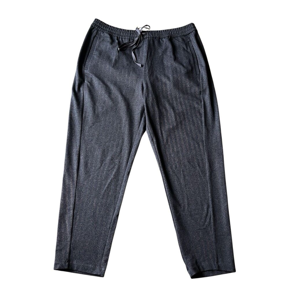 Eileen Fisher Gray Chevron Print Elastic Drawstring Waist Pants Size Medium